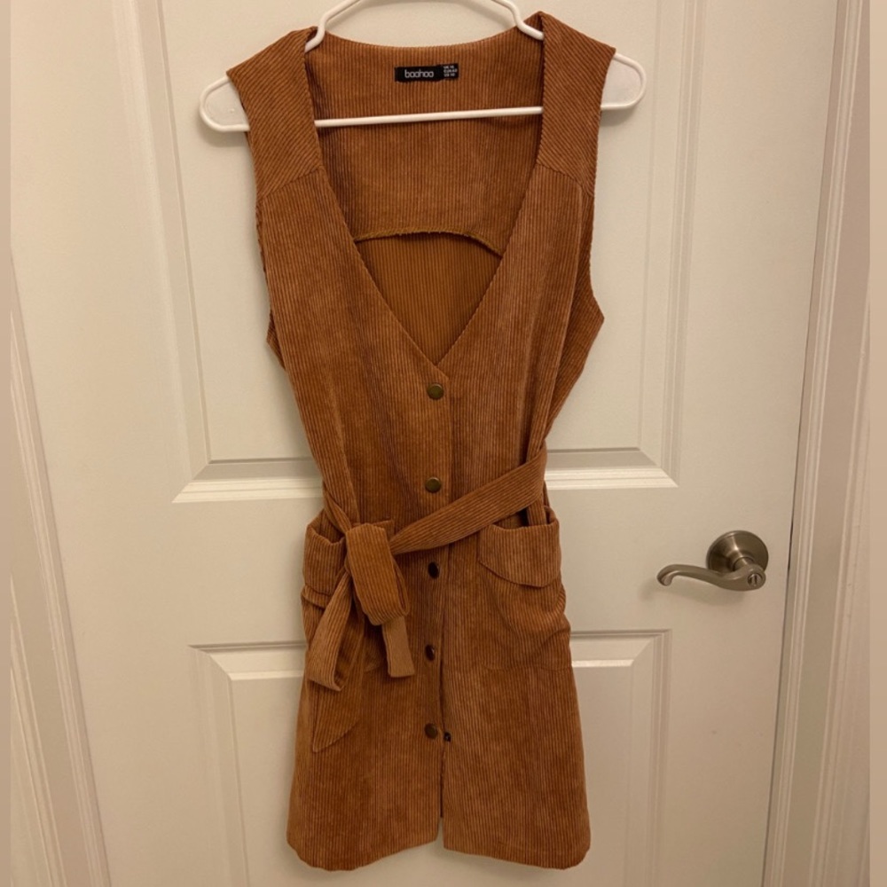 Brown suede button up dress